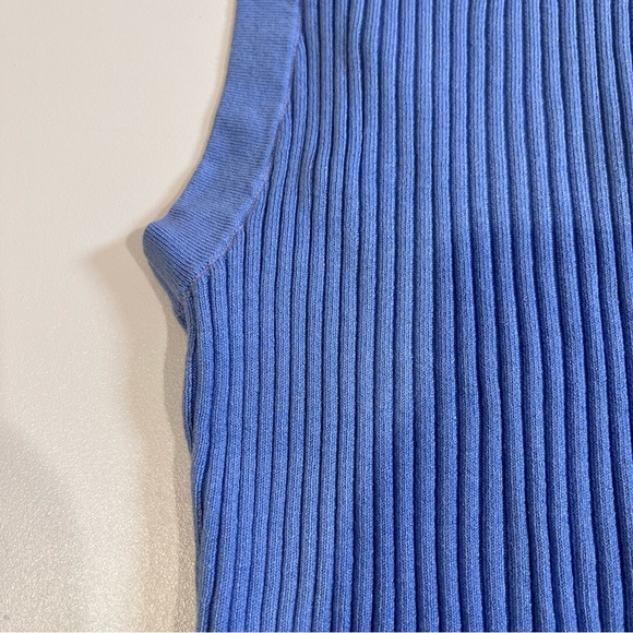 🧁h&m blue knit ribbed textured tank top vintage y2k layering retro coquette - Picture 3 of 8